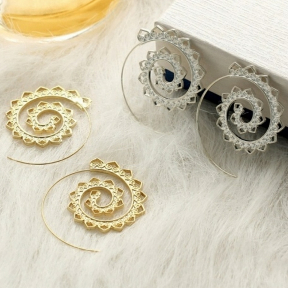 Beautiful Gold & Silver Spiral Earrings